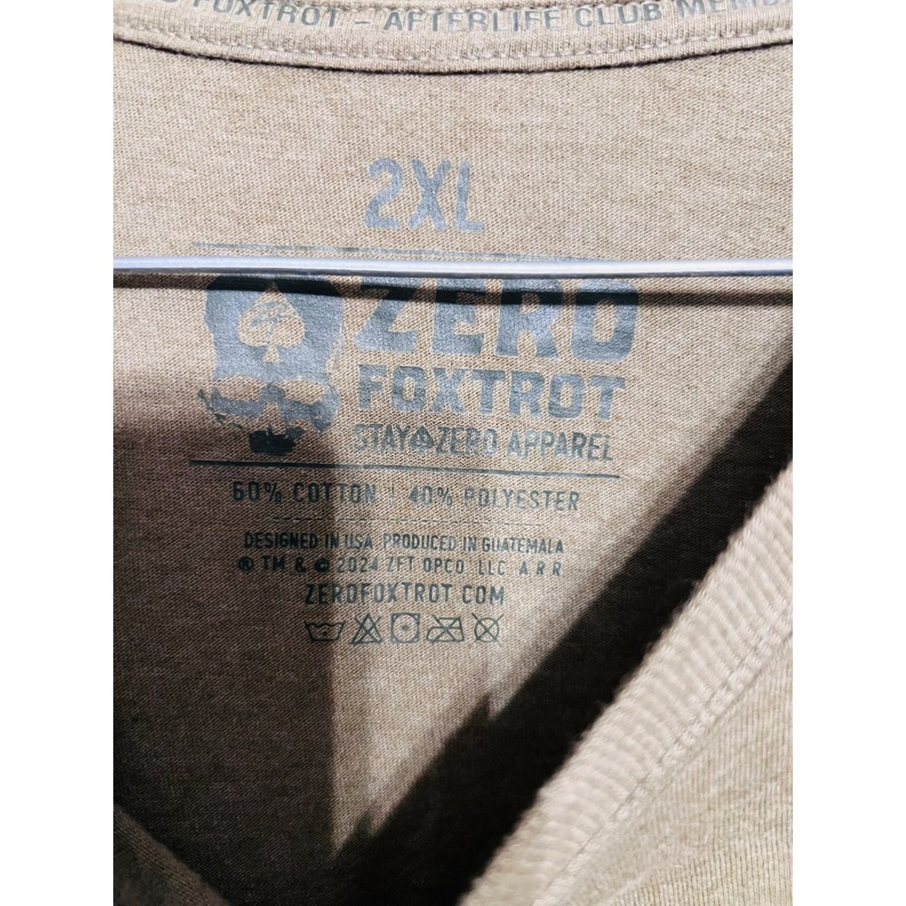 Zero Foxtrot Army Green Graphic T-Shirt No Quarter! Afterlife Club Sz 2XL Casual - Picture 5 of 8